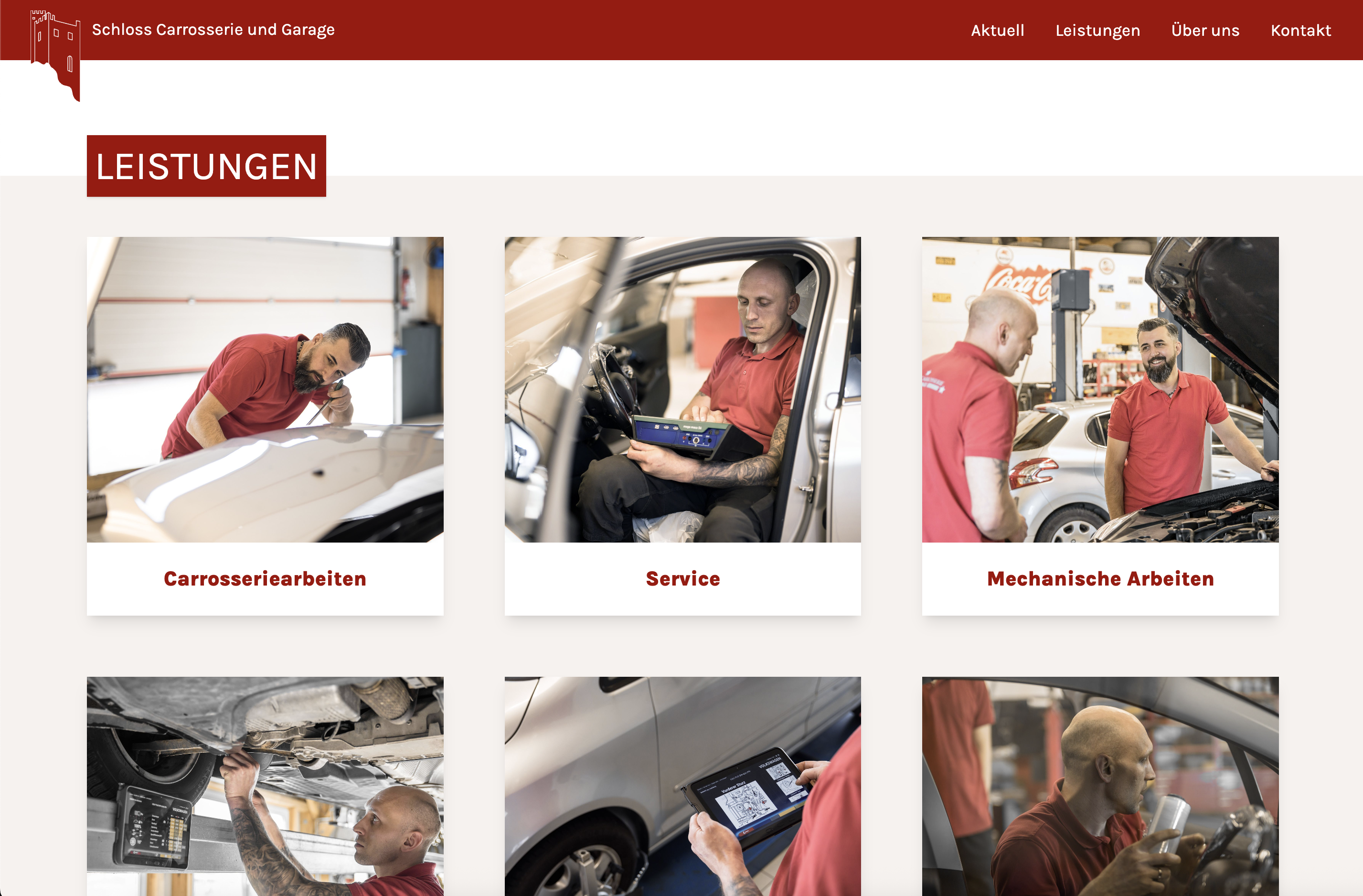 Screenshot der Website Schloss Carrosserie und Garage